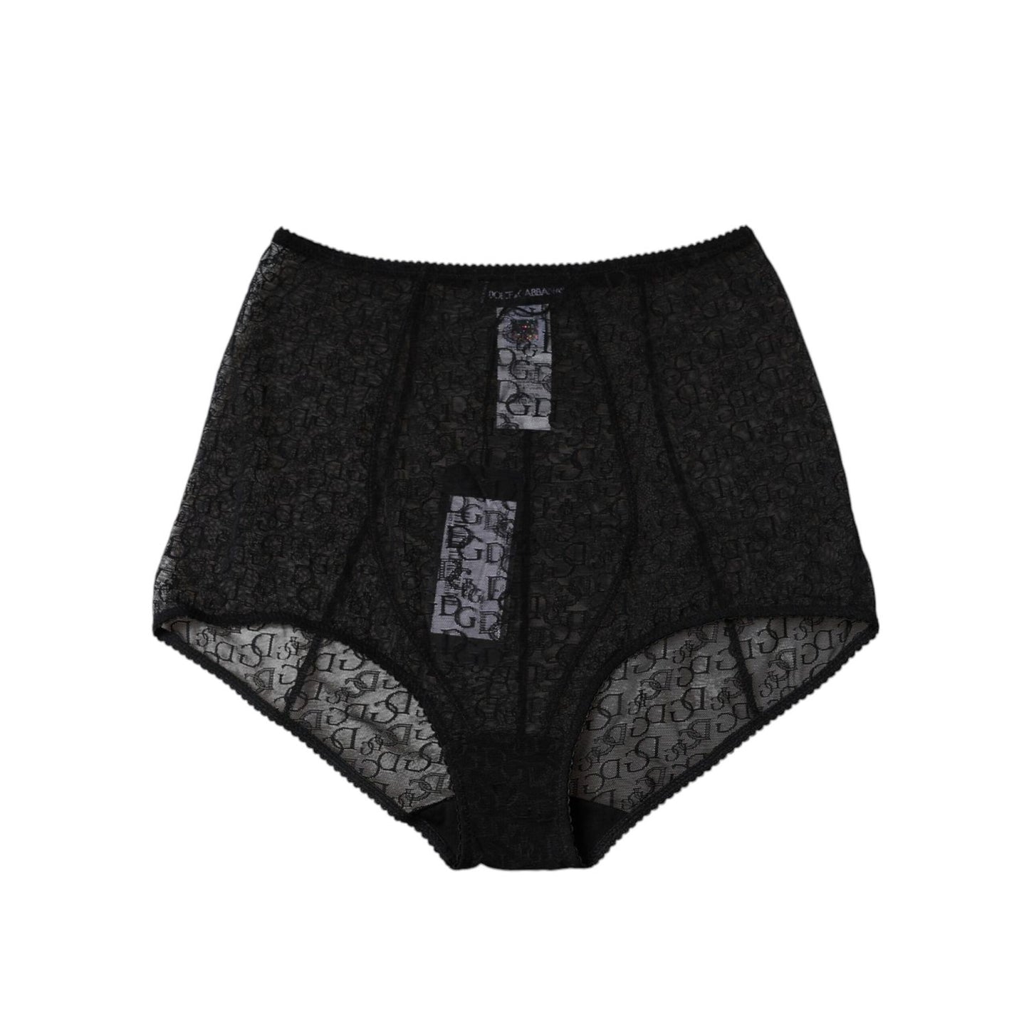 Dolce & Gabbana Black Logo Girdle High Waist Panty Underwear