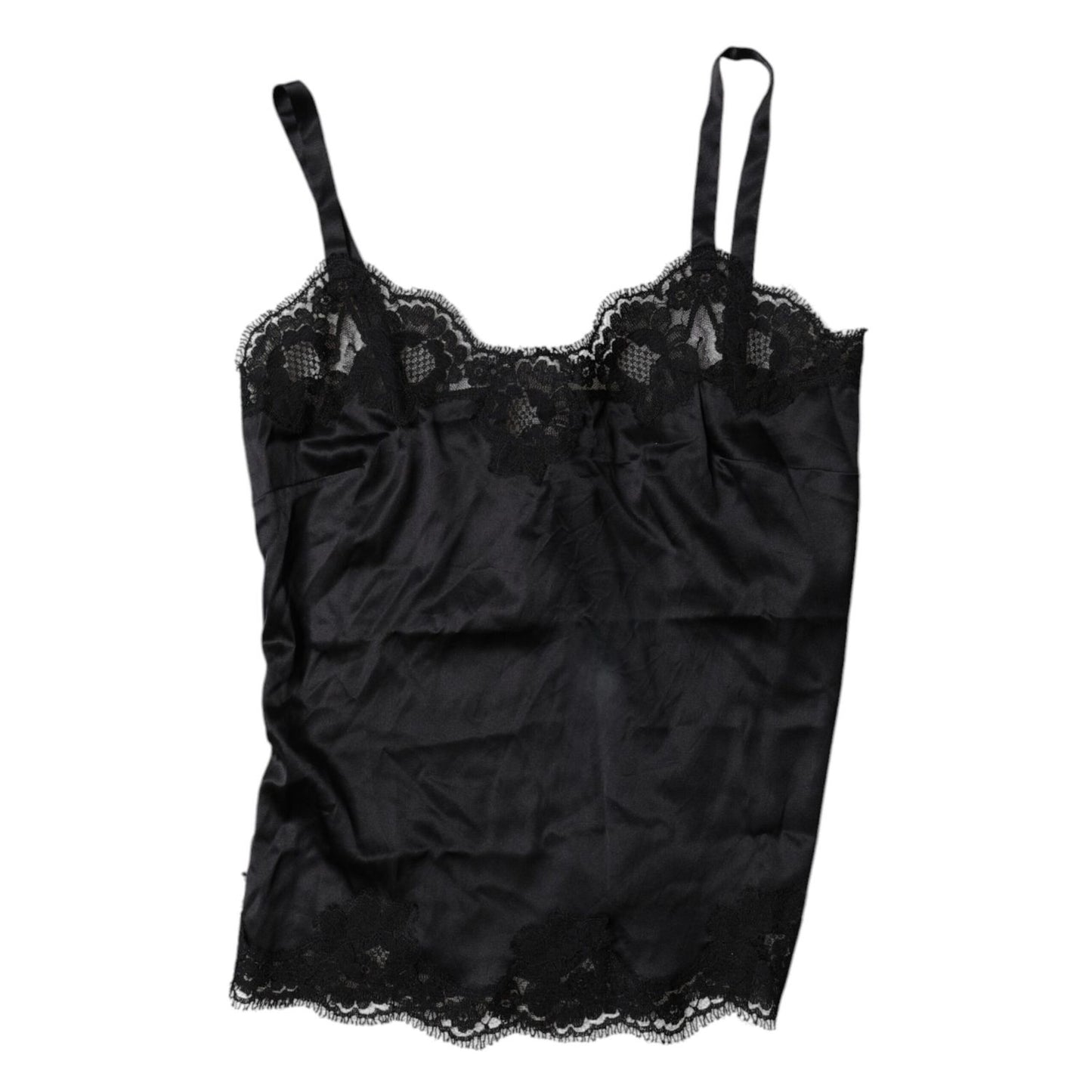 Dolce & Gabbana Black Lace Silk Blend Camisole Top Underwear