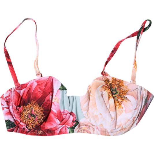 Dolce & Gabbana Multicolor Floral Padded Balconette Bra Underwear