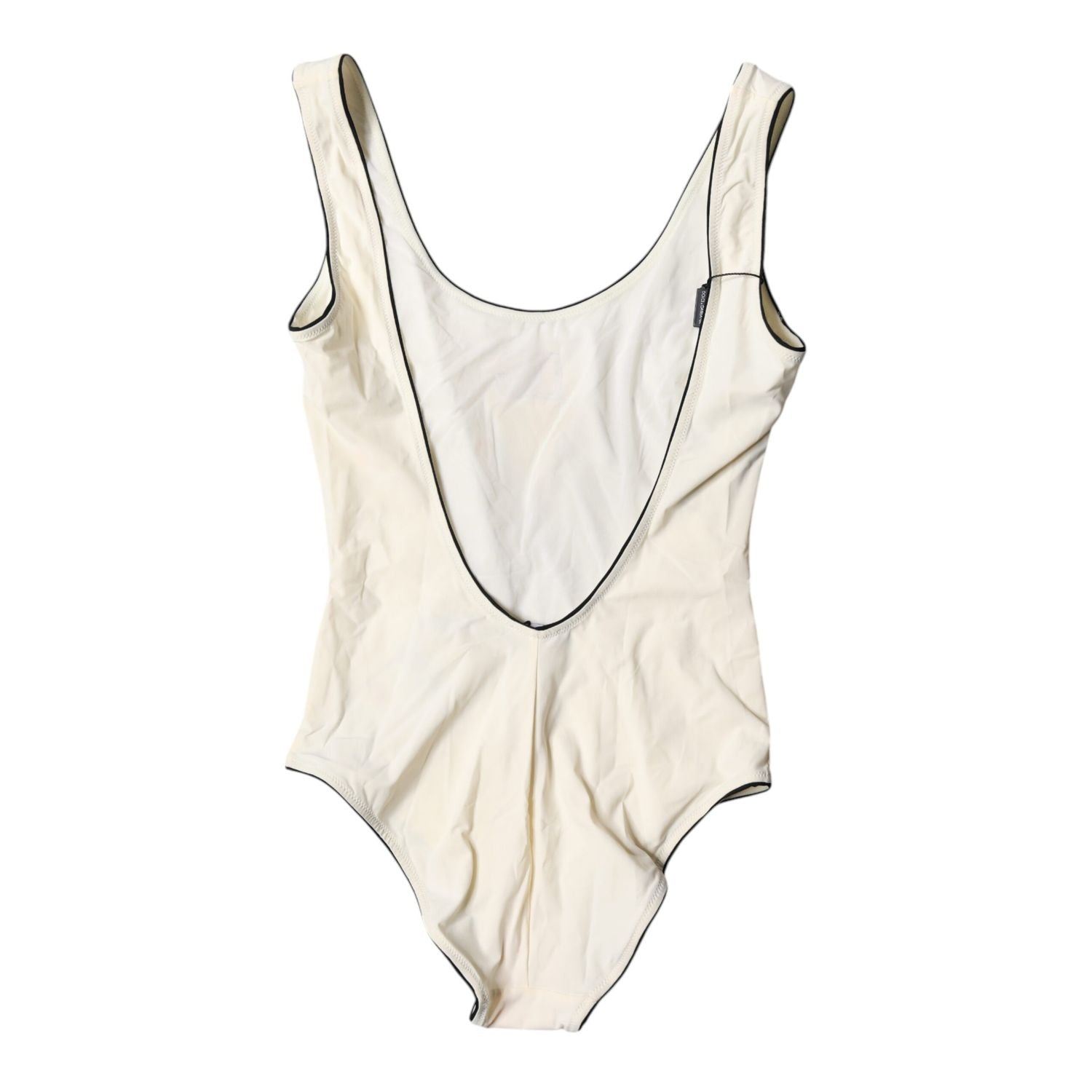 Dolce & Gabbana White Black Logo One Piece Beachwear Swimwear