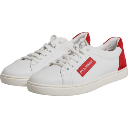 Dolce & Gabbana White Suede Leather Low Top Sneakers Shoes