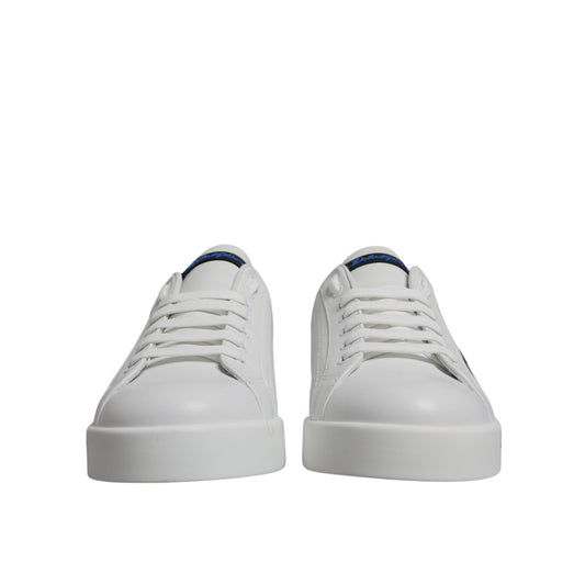 Dolce & Gabbana White Blue Leather Logo Low Top Sneakers Shoes MV7051-41