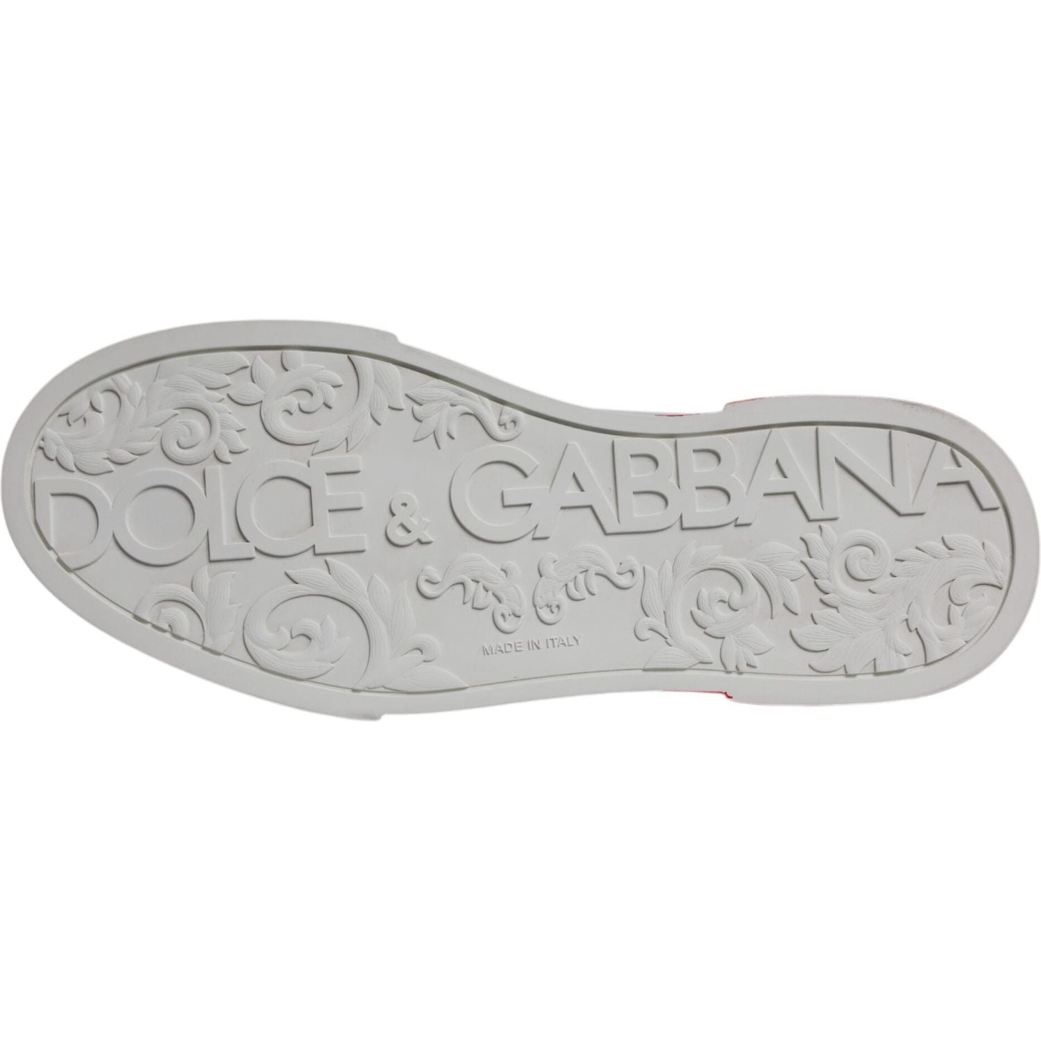 Dolce & Gabbana White Red Leather Logo Low Top Sneakers Shoes