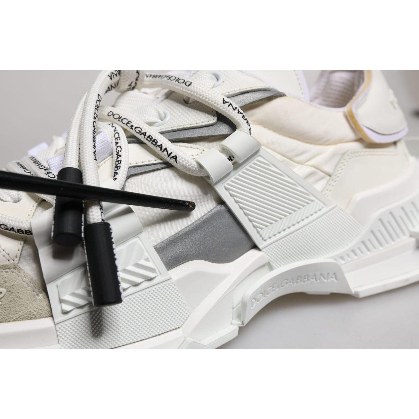 Dolce & Gabbana White Nylon Low Top Space Sneakers Shoes MV7187-42.5