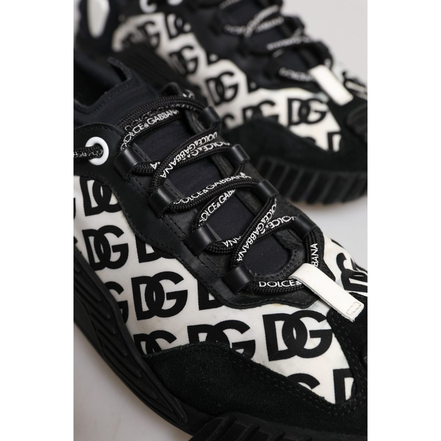 Dolce & Gabbana Black Logo Lace Up Low Top NS1 Sneakers Shoes MV7191-42