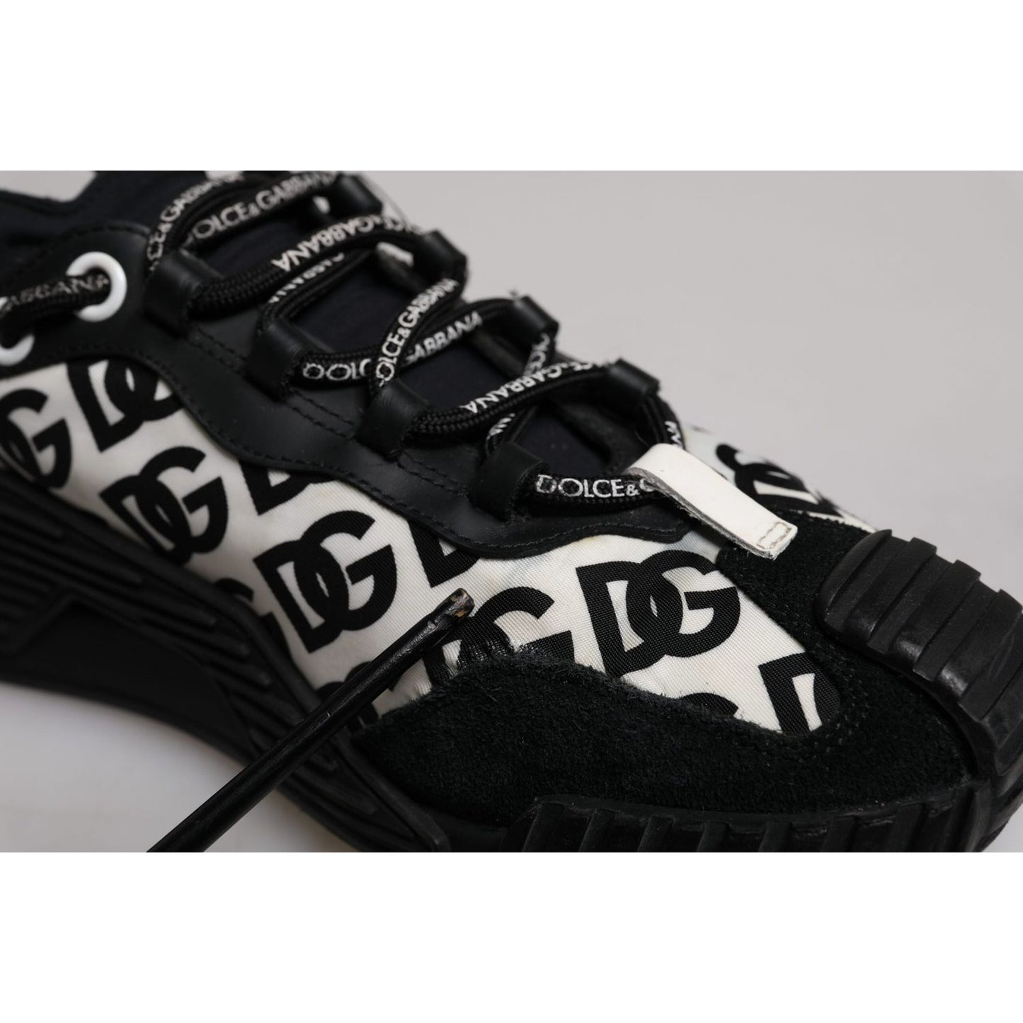 Dolce & Gabbana Black Logo Lace Up Low Top NS1 Sneakers Shoes MV7191-42