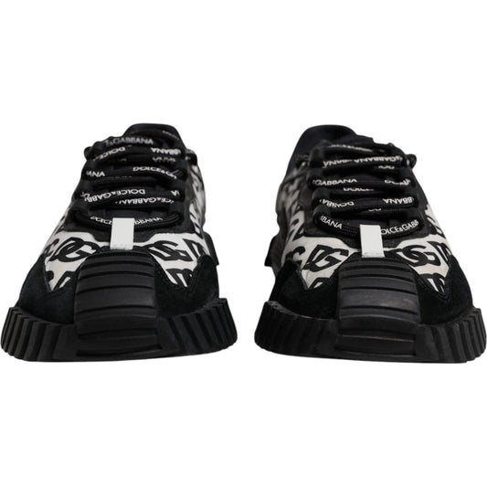 Dolce & Gabbana Black Logo Lace Up Low Top NS1 Sneakers Shoes MV7195-42