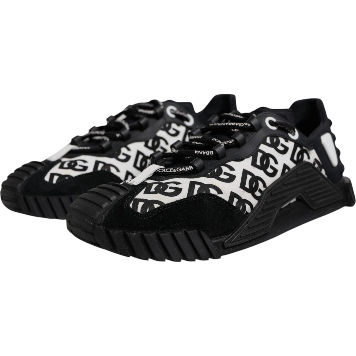 Dolce & Gabbana Black Logo Lace Up Low Top NS1 Sneakers Shoes MV7195-42