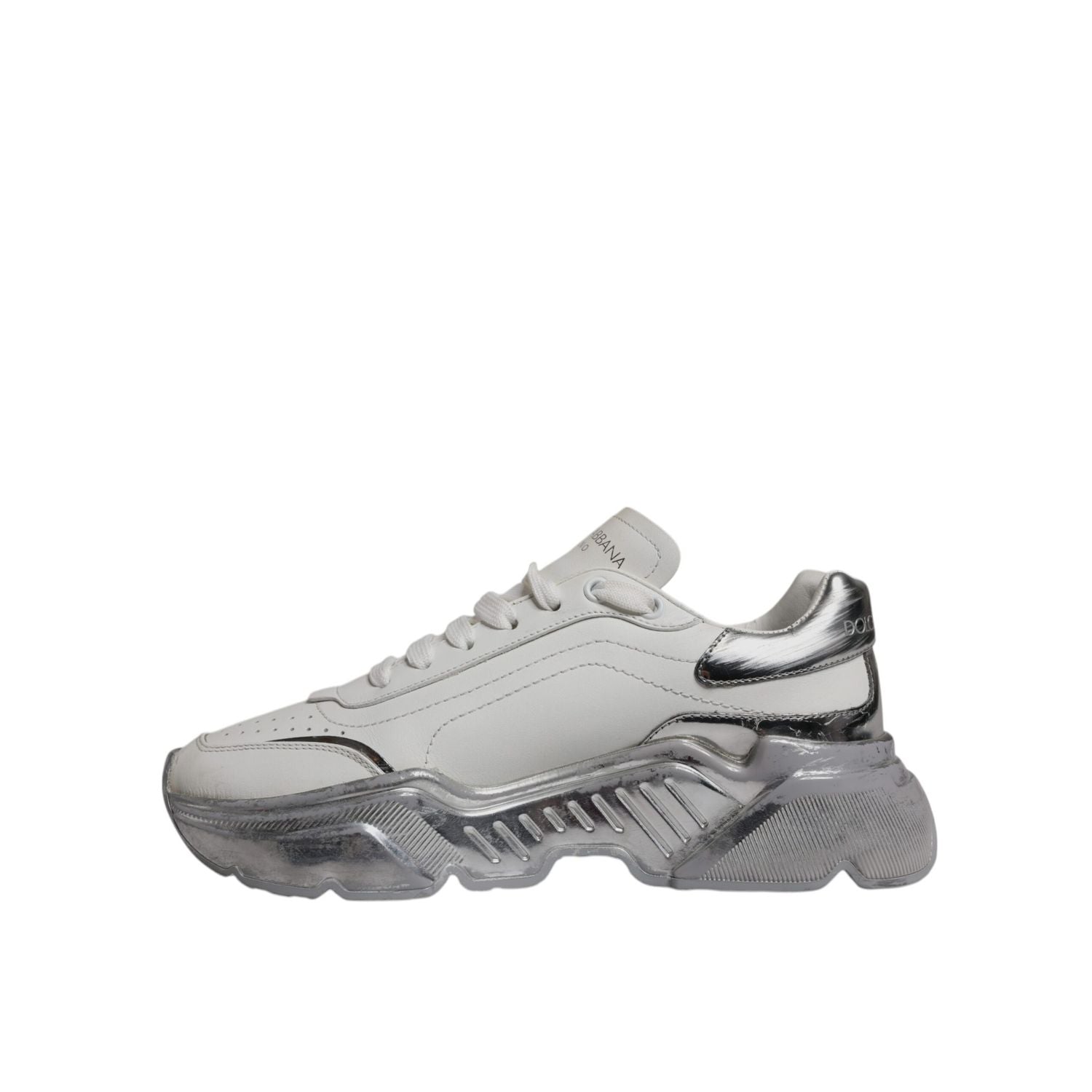 Dolce & Gabbana White Silver Daymaster Low Top Sneaker Shoes