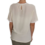 Dolce & Gabbana Cream Silk Lace-Detailed Blouse Top Dolce & Gabbana Dark Gray
