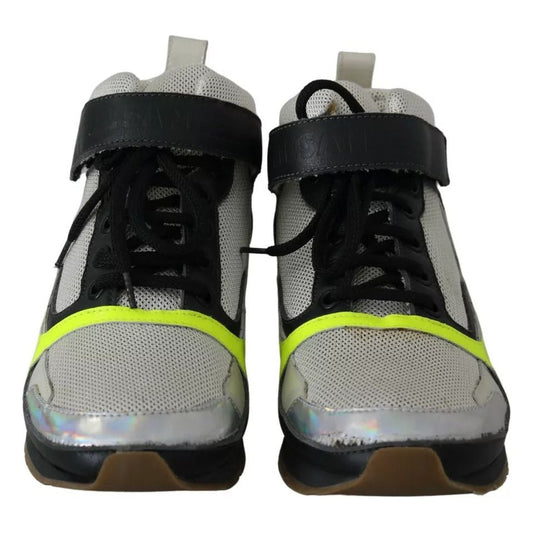 Jil Sander Fog Gray Neon Green Black Lace-Up Strap Shoes LA8354-36