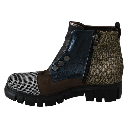 EBARRITO Multicolor Leather Suede Zipper Ankle Boots Shoes LA8412-39