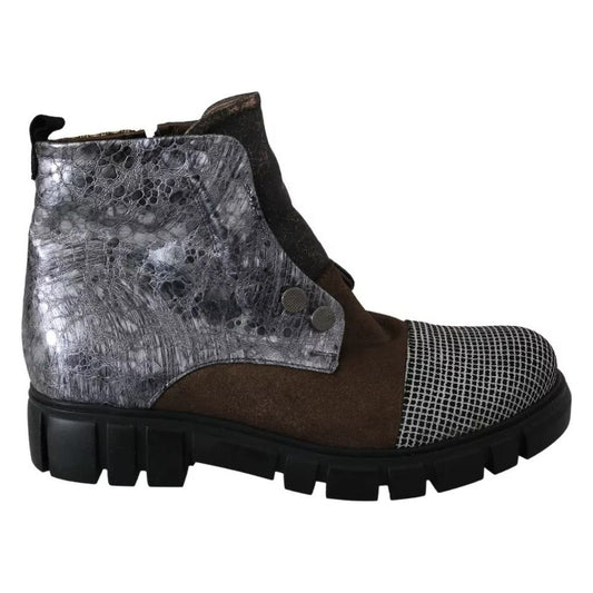 EBARRITO Multicolor Leather Suede Zipper Ankle Boots Shoes LA8412-39