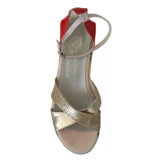 EBARRITO Multicolor Leather Ankle Strap Wedge Heel Sandals Shoes LA8418-40