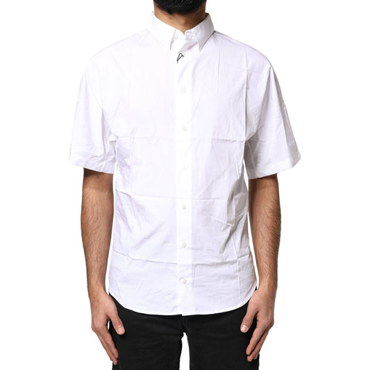 Dolce & Gabbana White Cotton Button Down Casual Men Polo Shirt SIG20380-38