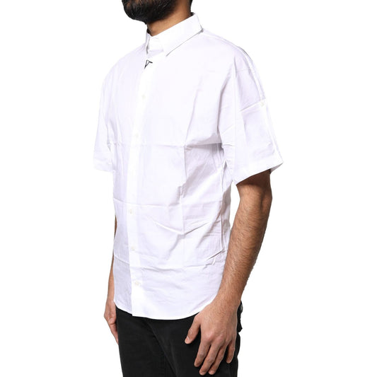 Dolce & Gabbana White Cotton Button Down Casual Men Polo Shirt SIG20380-38