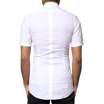 Dolce & Gabbana White GOLD Button Down Casual Men Polo Shirt