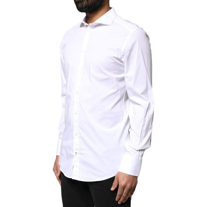 Dolce & Gabbana White GOLD Cotton Long Sleeves Dress Shirt
