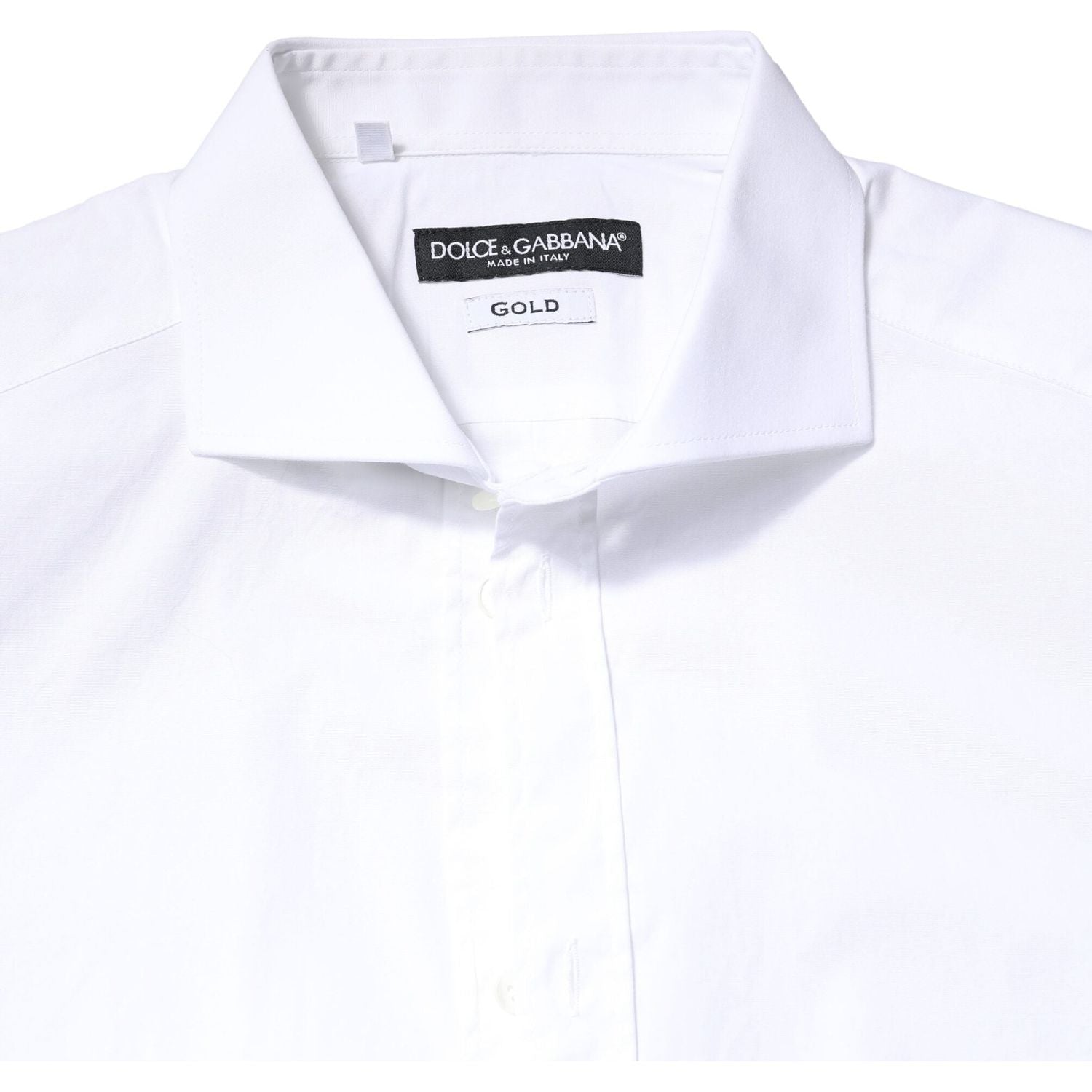 Dolce & Gabbana White GOLD Cotton Long Sleeves Dress Shirt