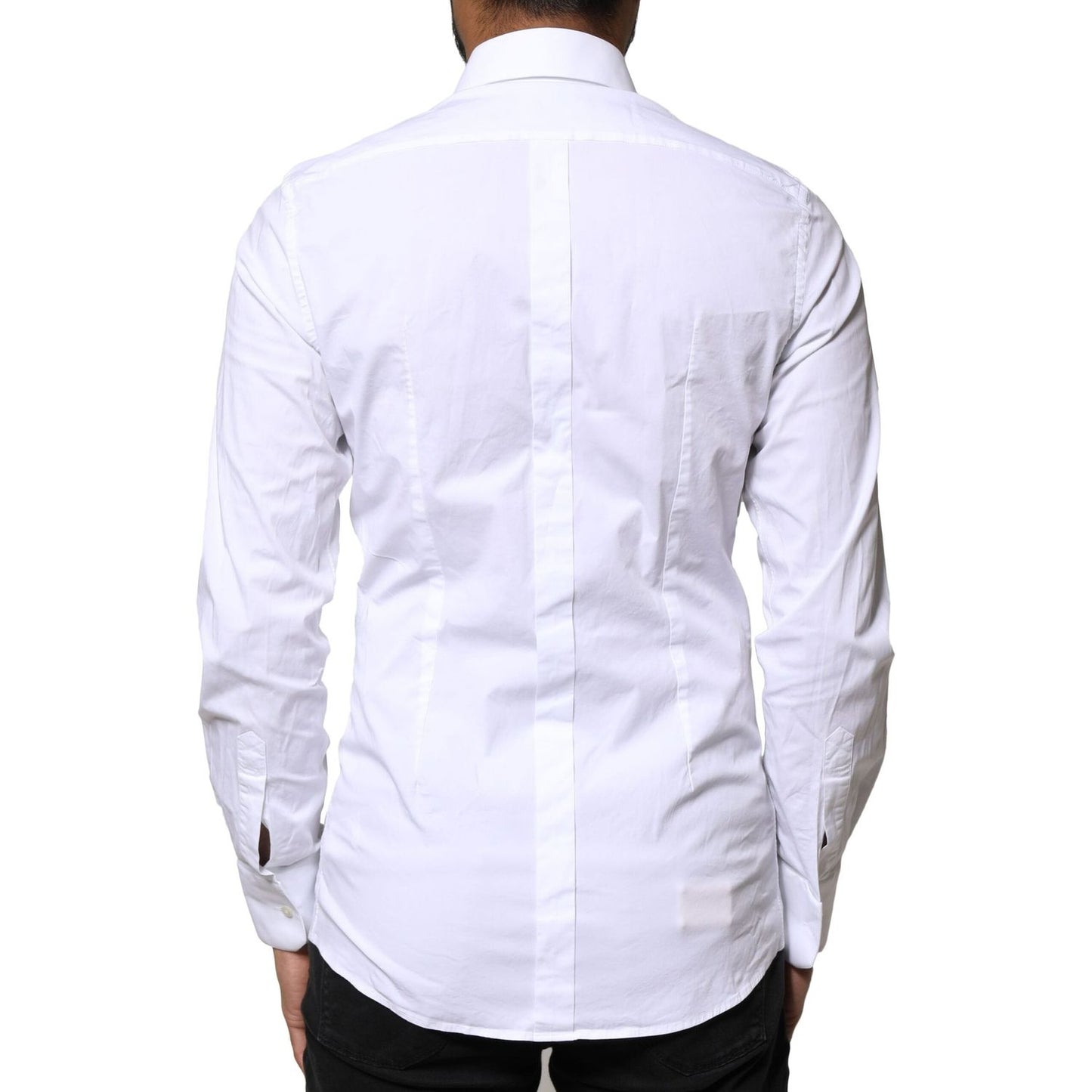 Dolce & Gabbana White GOLD Cotton Long Sleeves Dress Shirt