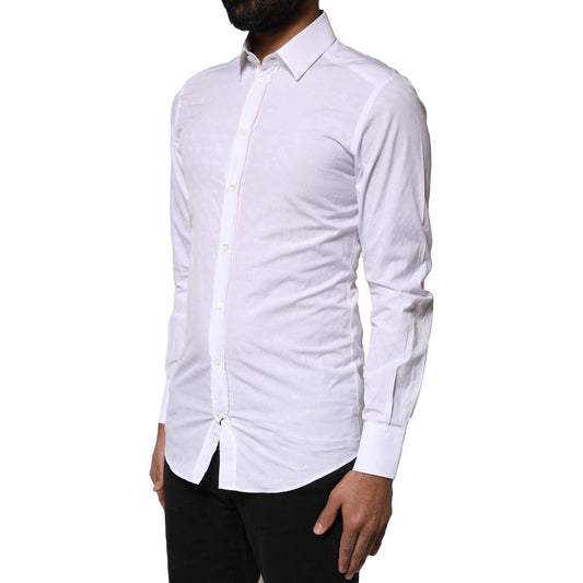 Dolce & Gabbana White GOLD Cotton Long Sleeves Dress Shirt TSH84109-37