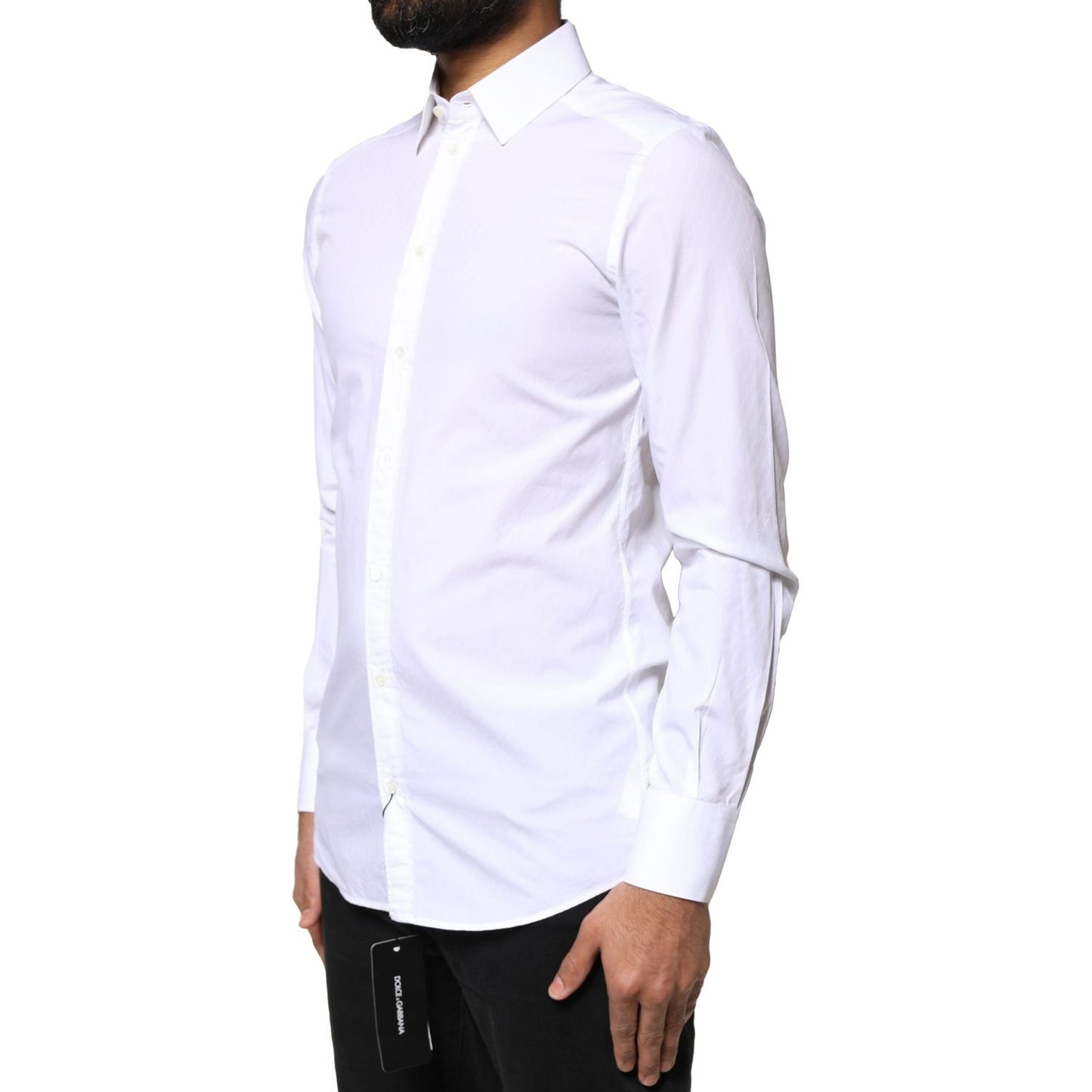 Dolce & Gabbana White Cotton MARTINI Formal Men Dress Shirt TSH86483-37
