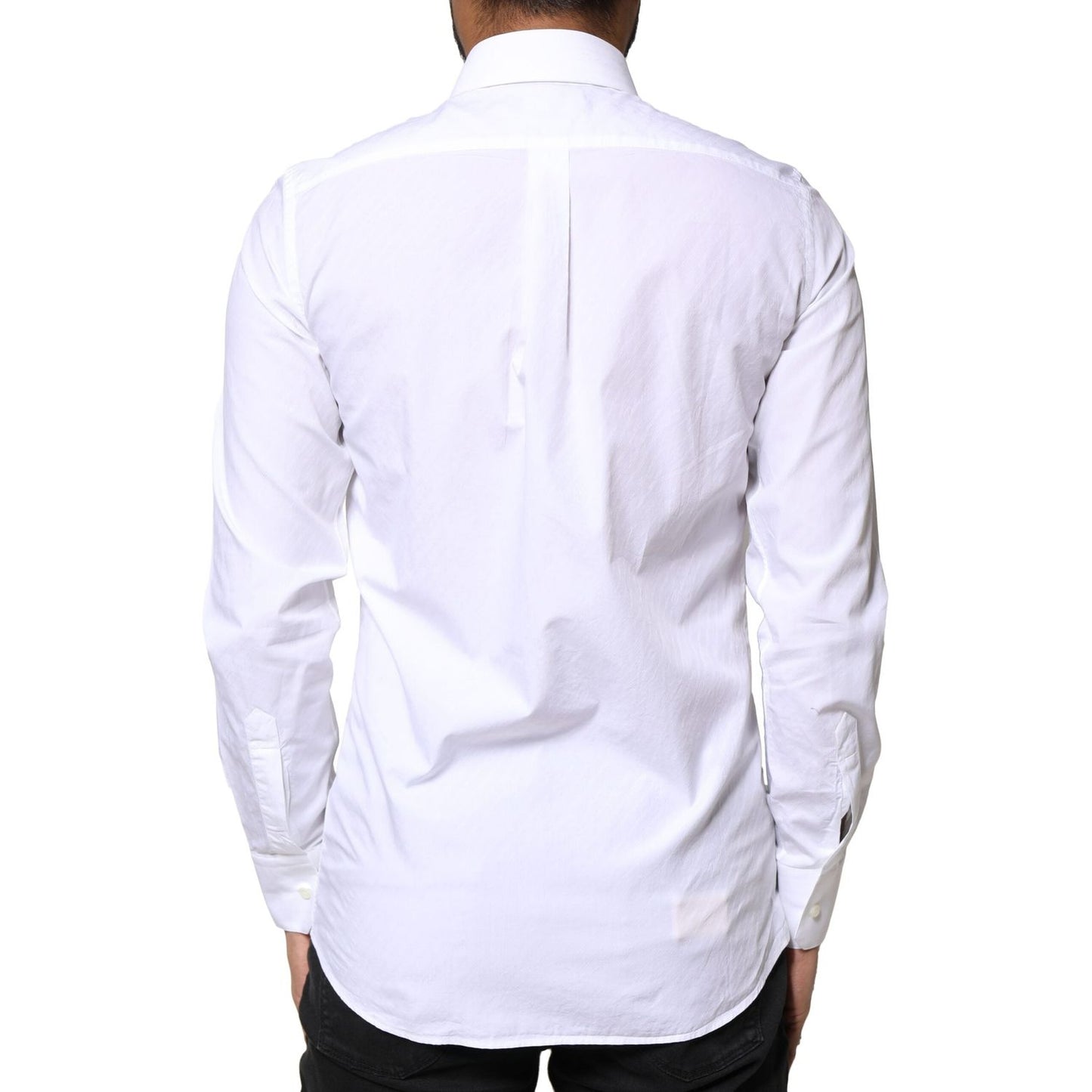 Dolce & Gabbana White Cotton MARTINI Formal Men Dress Shirt TSH86483-37