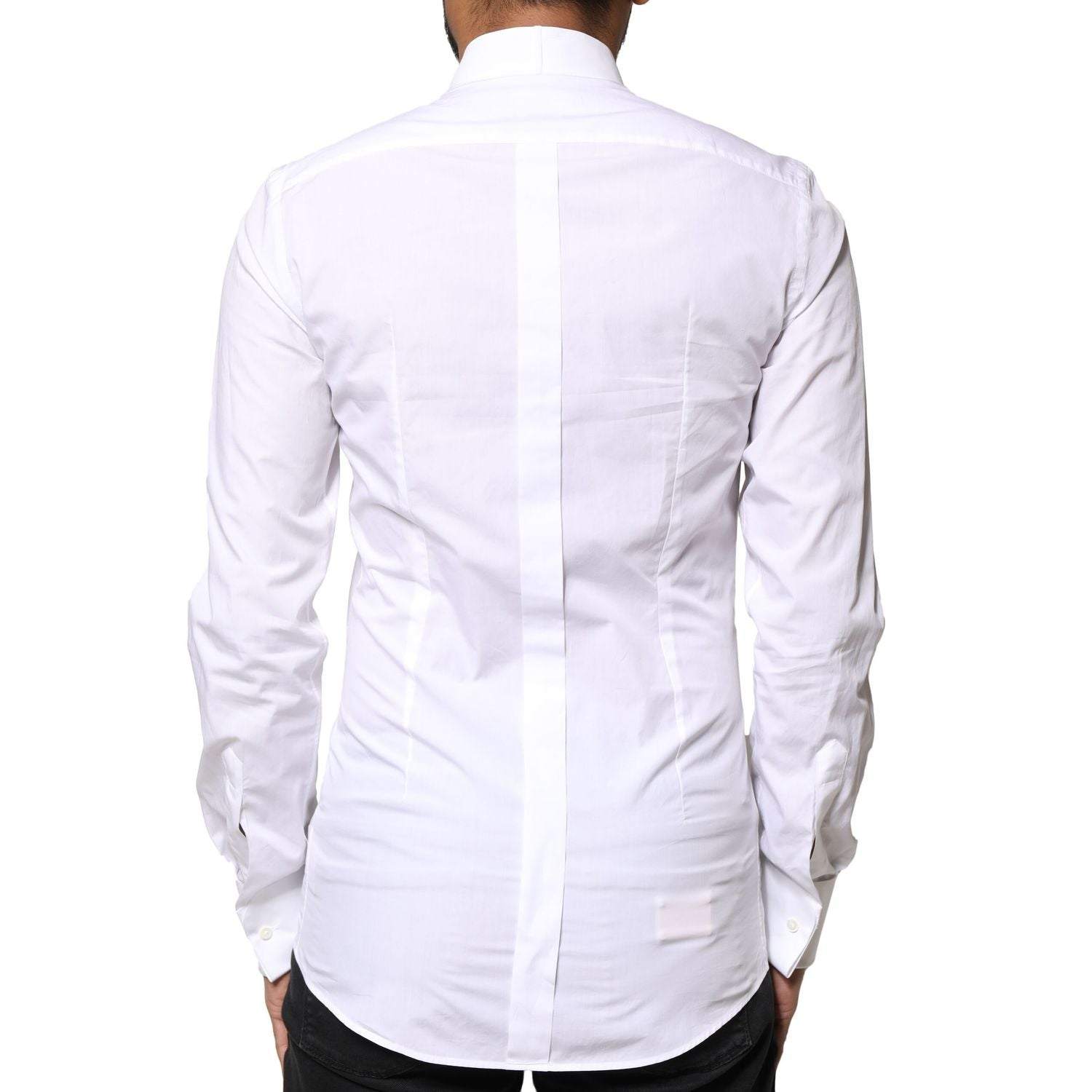 Dolce & Gabbana White GOLD Cotton Poplin Bib Formal Men Dress Shirt