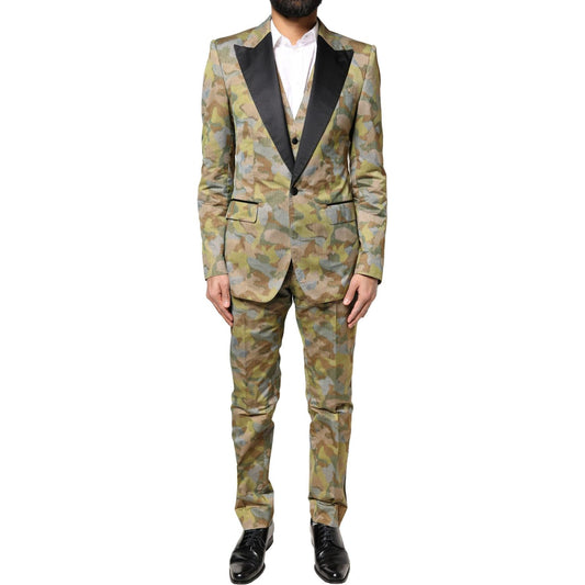 Dolce & Gabbana Multicolor Camouflage SICILIA 3 Piece Suit KOS2247-48