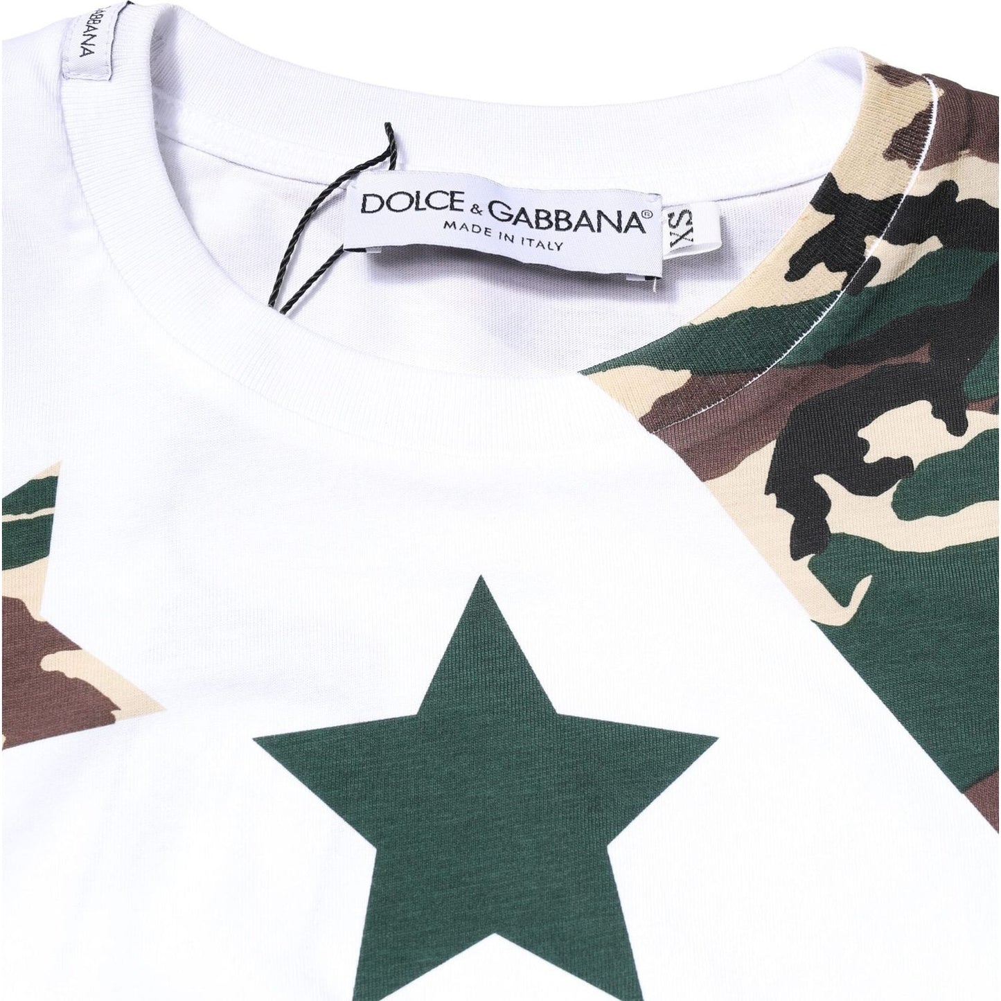 Dolce & Gabbana White Camouflage Stars Crew Neck T-shirt TSH86638-44