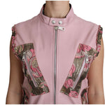 Dolce & Gabbana Pink Zippered Lamb Sleeveless Vest Leather Jacket TSH3200-40