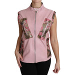 Dolce & Gabbana Pink Zippered Lamb Sleeveless Vest Leather Jacket TSH3200-40