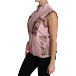 Dolce & Gabbana Pink Zippered Lamb Sleeveless Vest Leather Jacket TSH3200-40