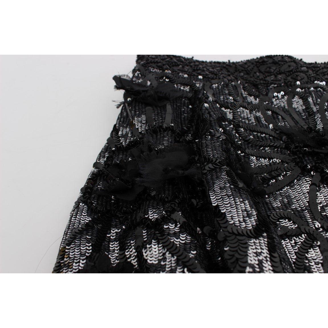 Dolce & Gabbana Black Crystal Sequined Mini Shorts