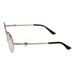 Guess Gold Women Glasses Frame with full-rim metal design and demo lenses, side view.