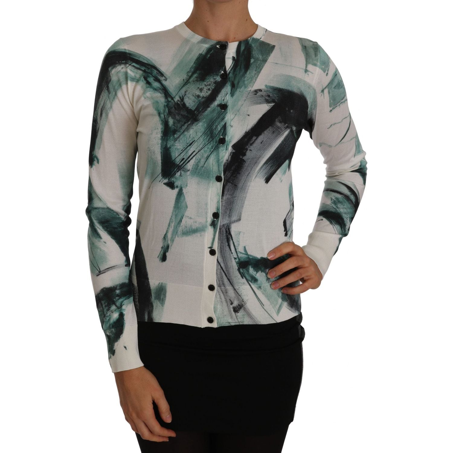 كارديجان حرير أبيض أنيق وخفيف الوزن من دولتشي آند غابانا