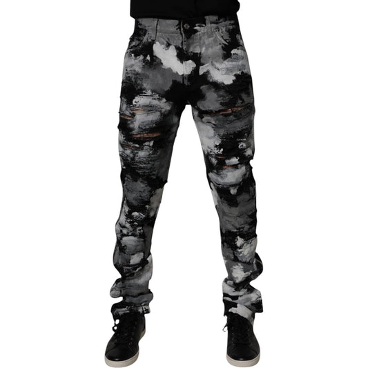 Dolce & Gabbana Multicolor Camouflage Tattered Skinny Denim Jeans PAN75218-48