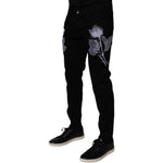 Dolce & Gabbana Black Floral Cotton Skinny Men Denim Jeans PAN75260-48