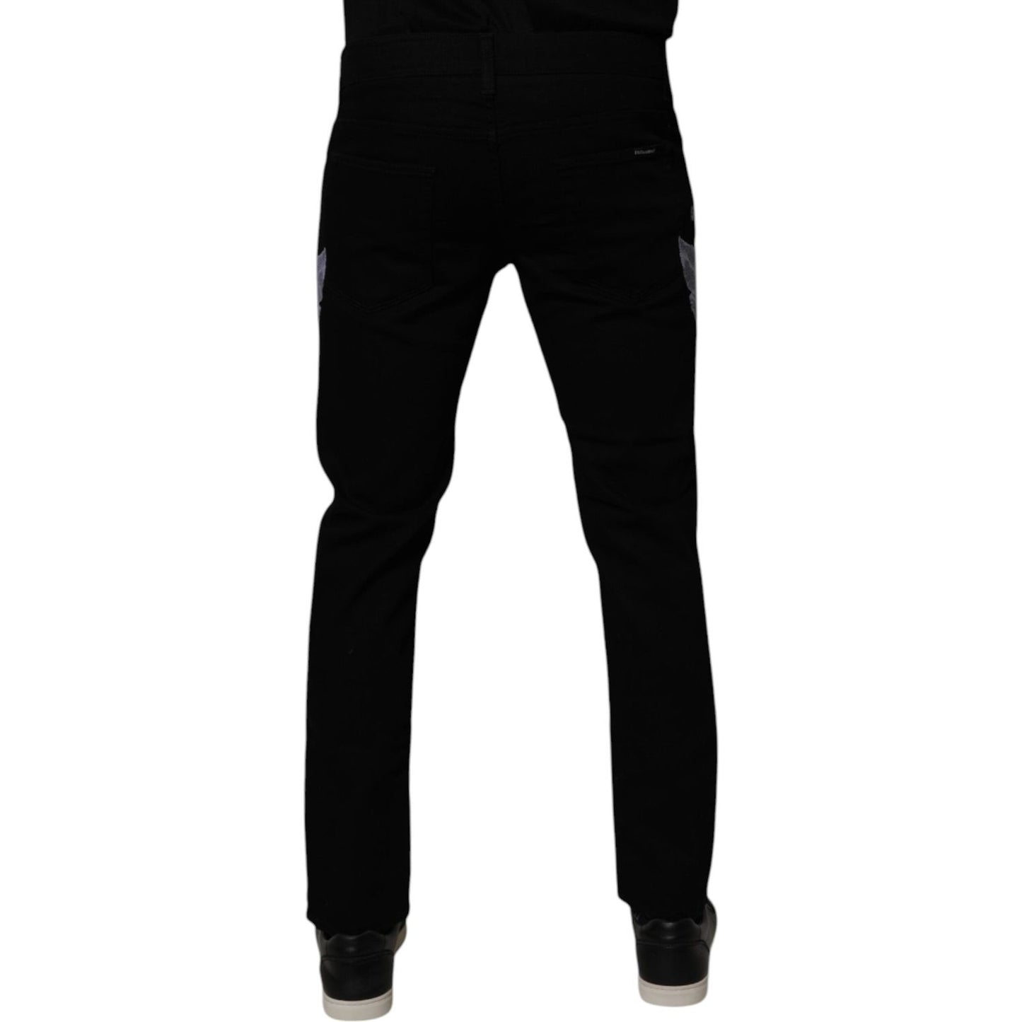 Dolce & Gabbana Black Floral Cotton Skinny Men Denim Jeans PAN75260-48