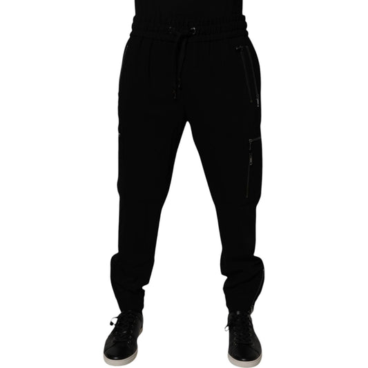 Dolce & Gabbana Black Wool Stretch Jogger Pants PAN75267-50