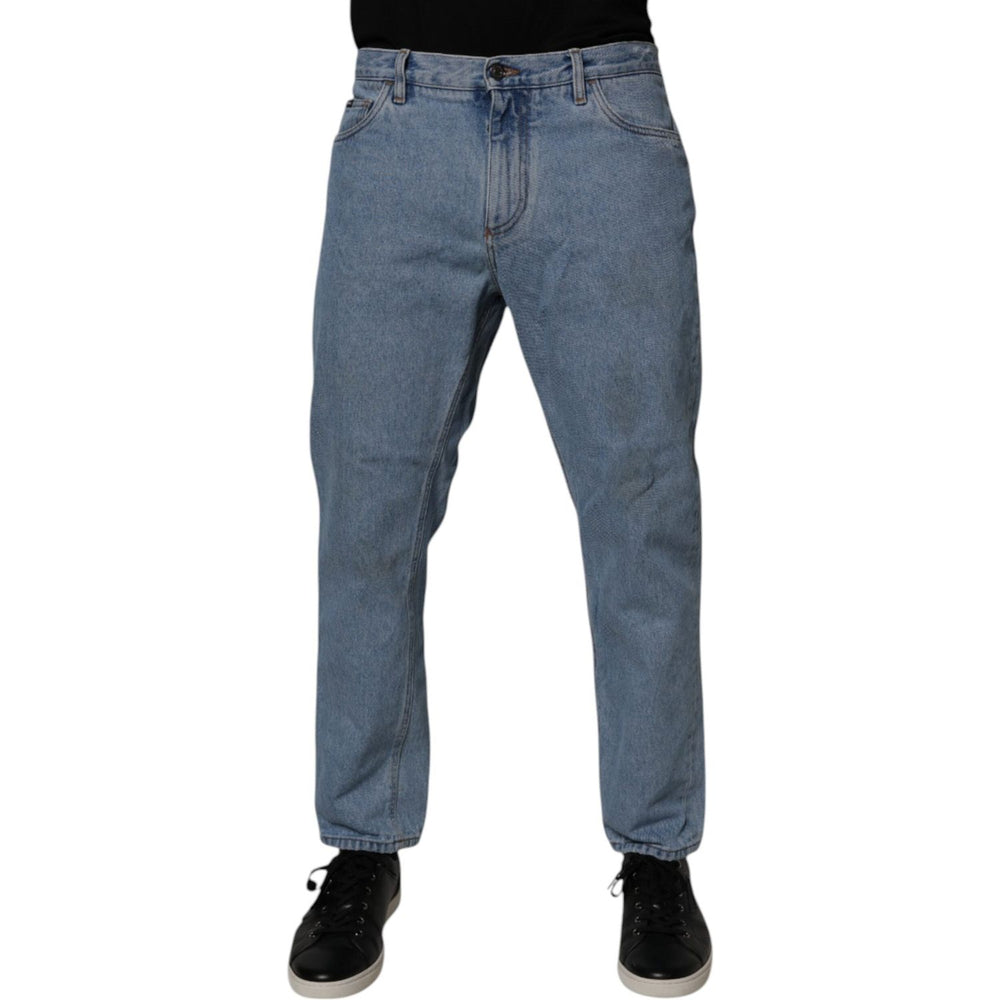 Dolce & Gabbana Blue Cotton Skinny Men Denim Mid Waist Jeans PAN75270-50