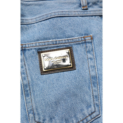 Dolce & Gabbana Blue Cotton Skinny Men Denim Mid Waist Jeans