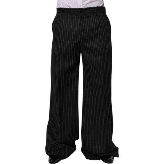 Dolce & Gabbana Black Stripes Wide Leg Formal Men Dress Pants PAN75359-48