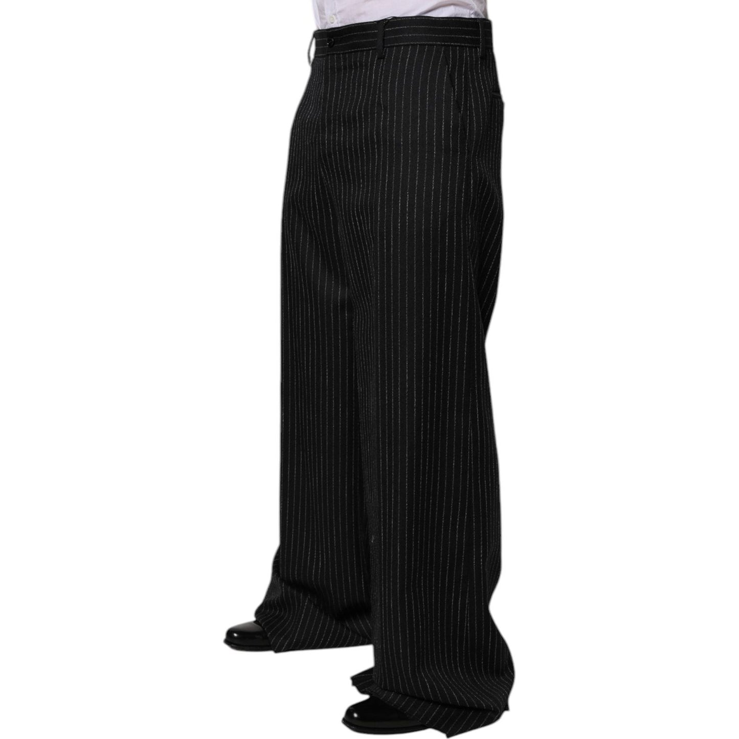Dolce & Gabbana Black Stripes Wide Leg Formal Men Dress Pants PAN75359-48