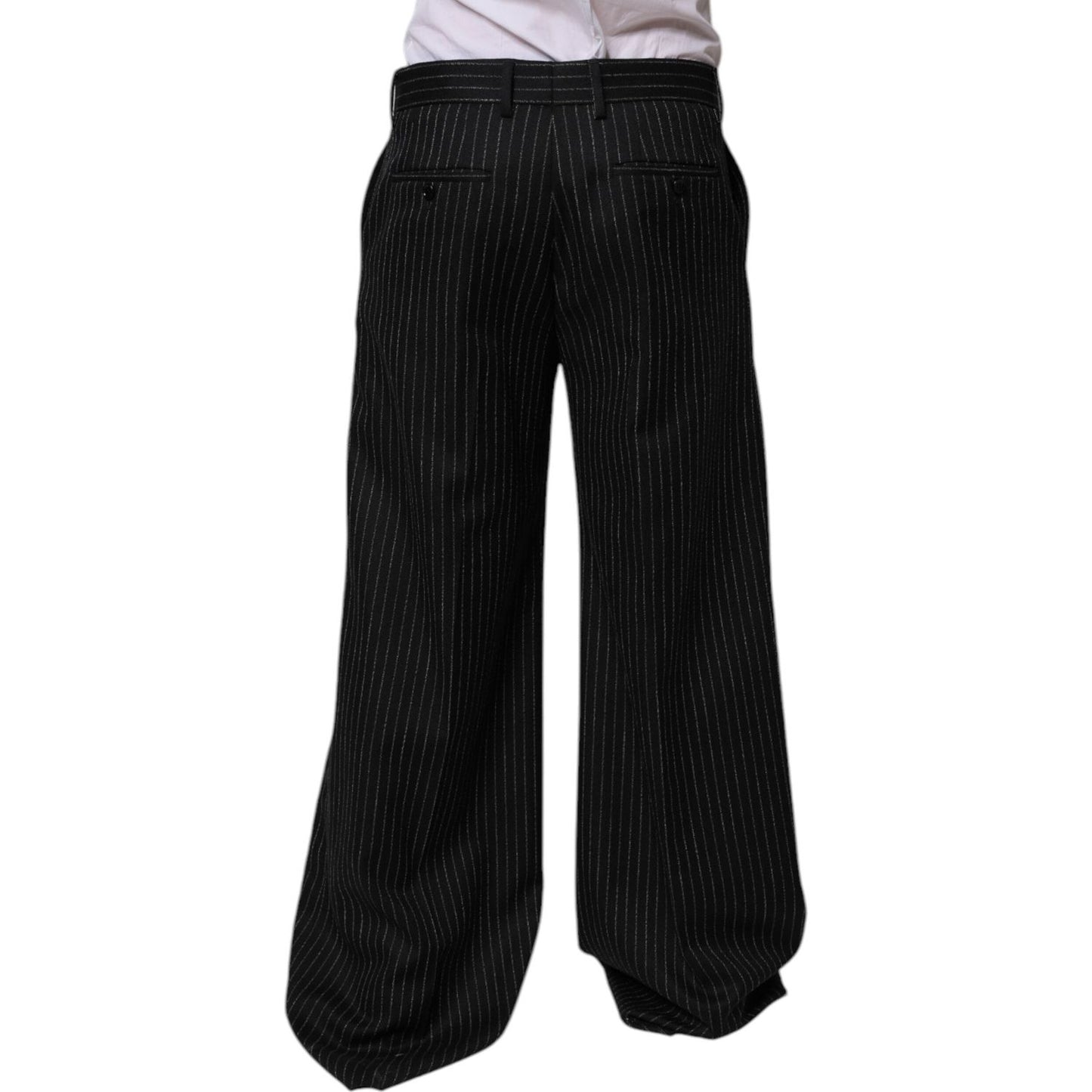 Dolce & Gabbana Black Stripes Wide Leg Formal Men Dress Pants PAN75359-48
