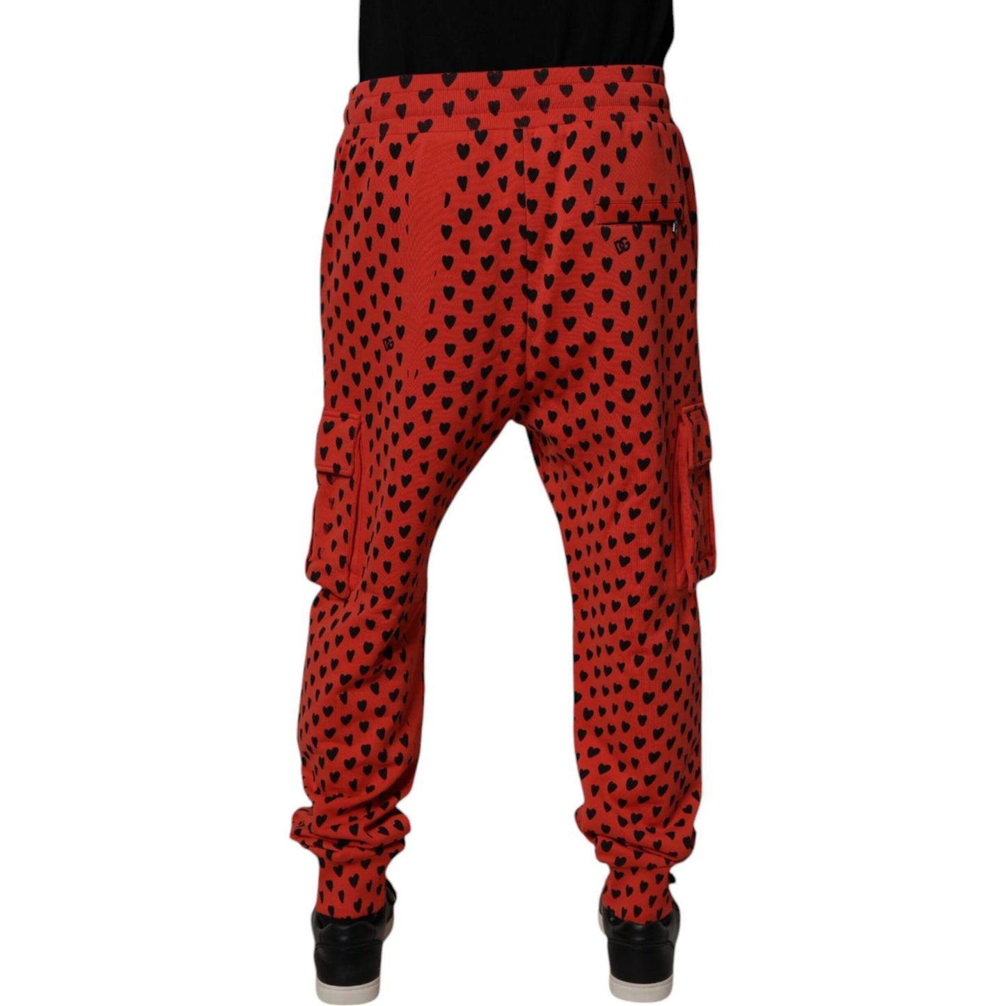 Dolce & Gabbana Red Hearts Cargo Jogger Men Sweatpants Pants PAN75998-44