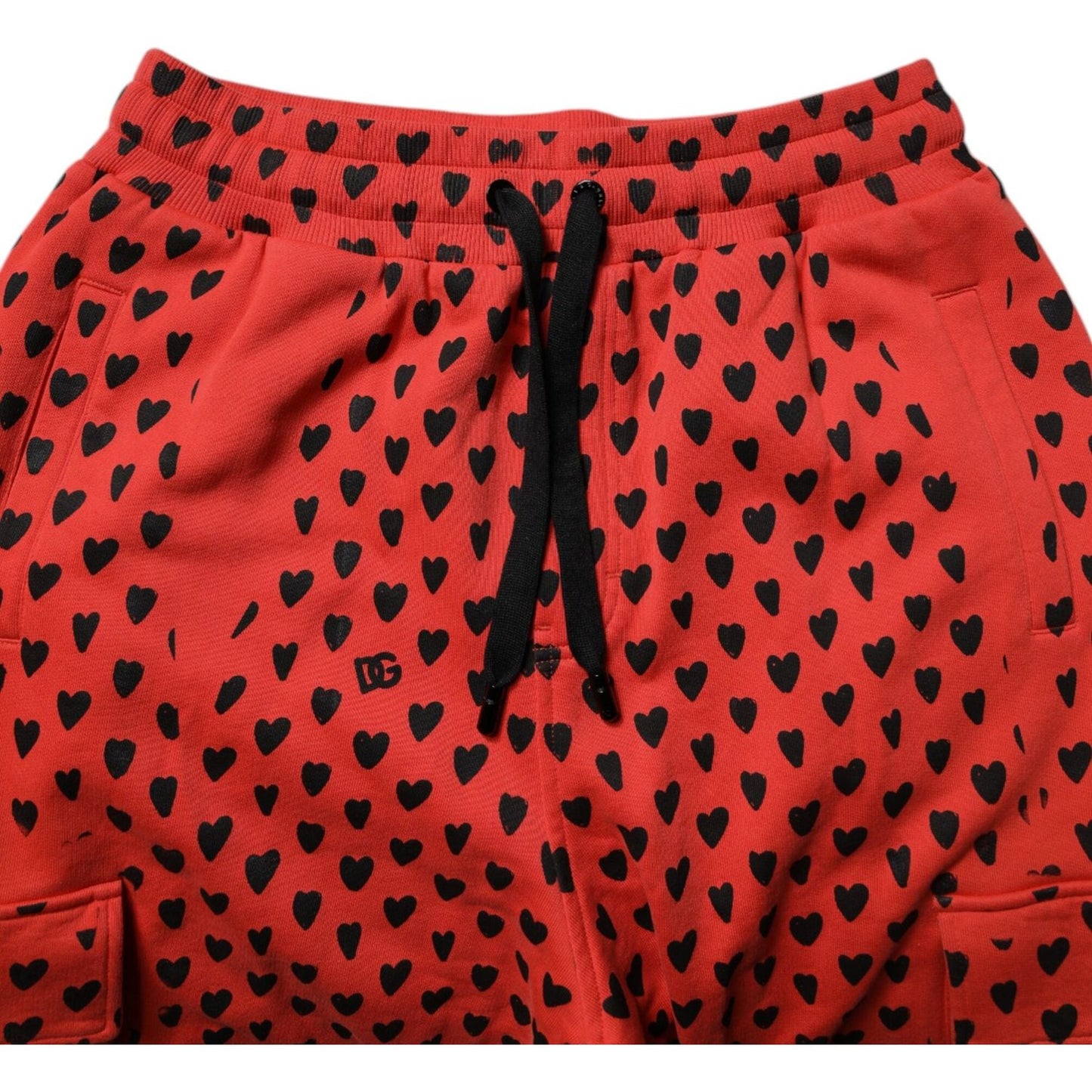 Dolce & Gabbana Red Hearts Cargo Jogger Men Sweatpants Pants PAN75998-44
