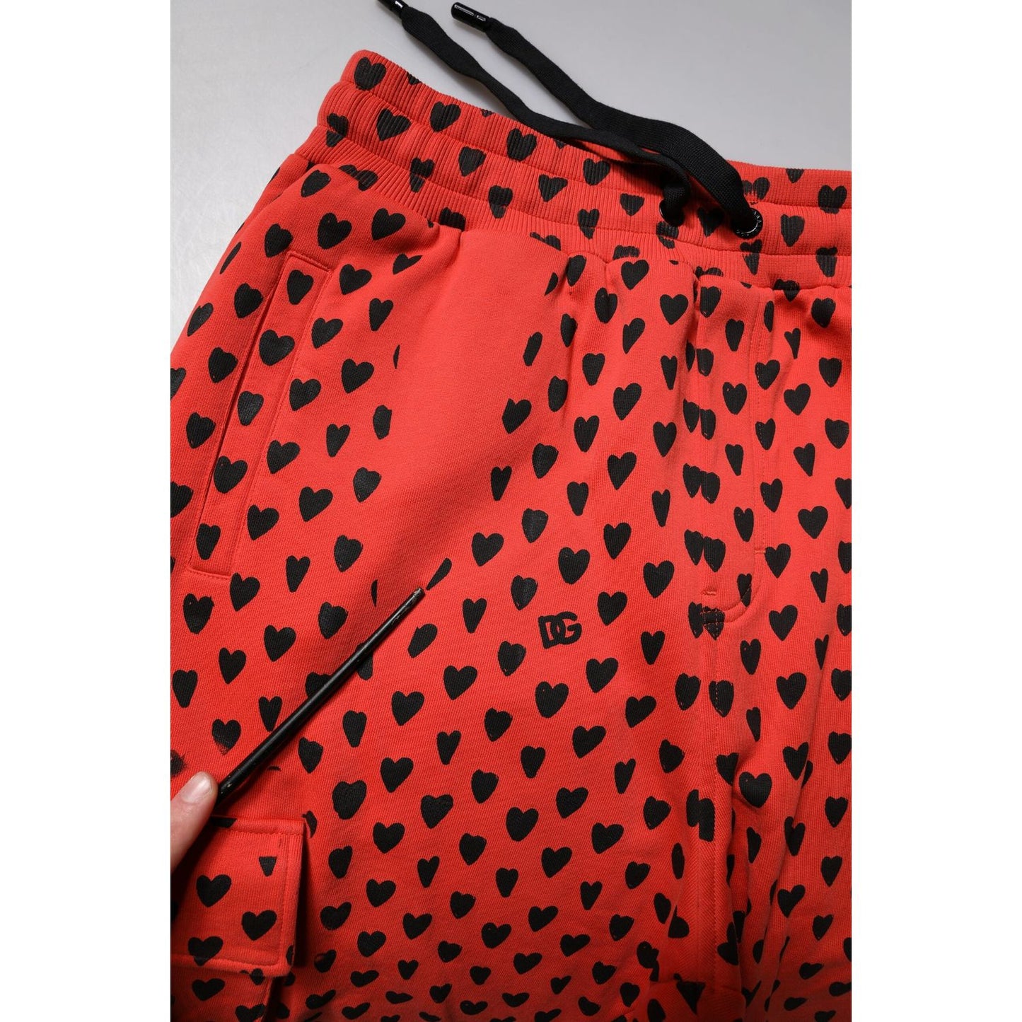 Dolce & Gabbana Red Hearts Cargo Jogger Men Sweatpants Pants PAN75998-44