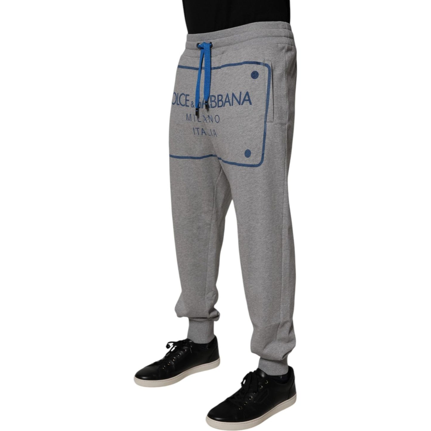 Dolce & Gabbana Gray Logo Cotton Men Jogger Sweatpants Pants PAN76005-48