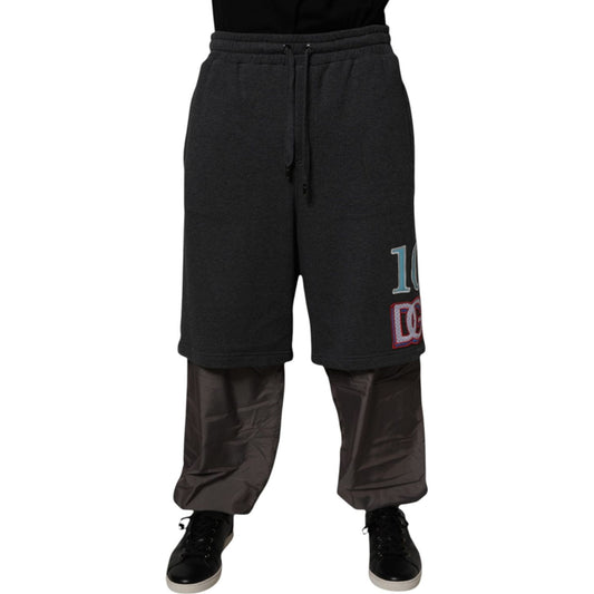 Dolce & Gabbana Dark Gray Cotton Layered Straight Sweatpants Pants PAN76007-50